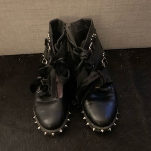 Studded leather combat moto boots (look like ysl)